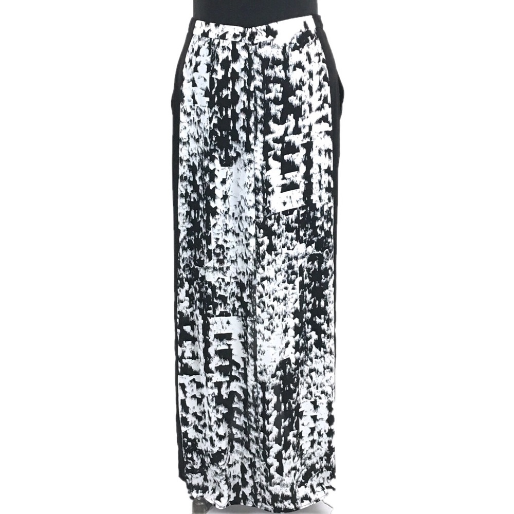 🚨BCBGMAXAZRIA Black White Jane Maxi Mini Skirt S - Picture 4 of 8